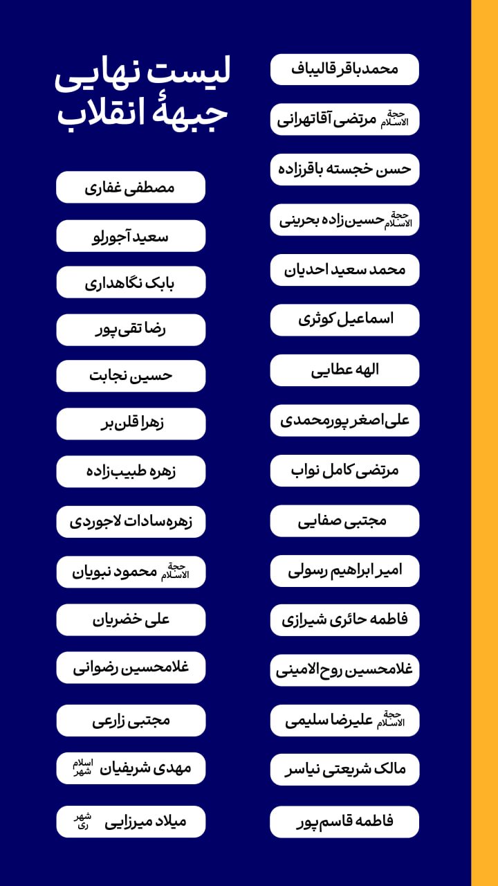 لیست نهایی شورای ائتلاف تهران منتشر شد